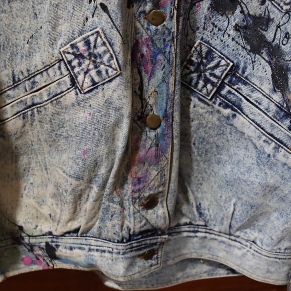 Giorgio Morandi Vintage 80s Denim Doleman Pant Leg Jean Jacket LG - Picture 6 of 16